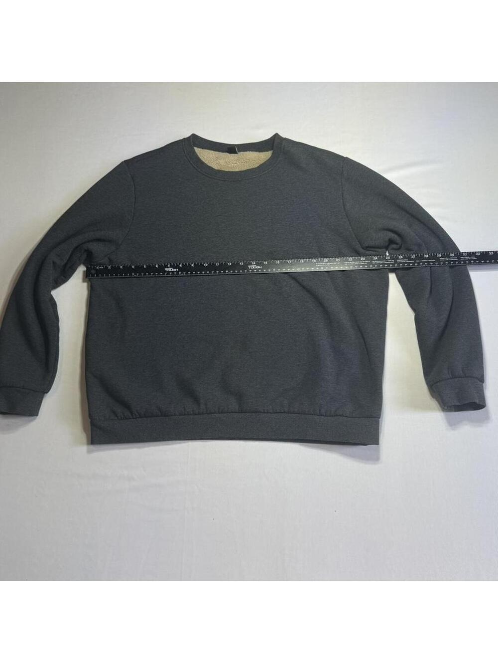 2XL Ultra Soft Sherpa Lined Crewneck Sweatshirt - Charcoal Grey